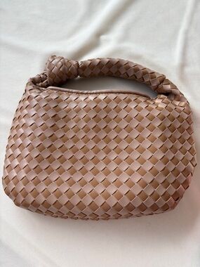 Anthropologie Woven Knot Handle Shoulder Bag — Taupe
